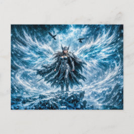 Postal Valkiria de fantasía dinámica en una atmósfera de 