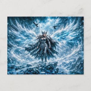 Postal Valkiria de fantasía dinámica en una atmósfera de 