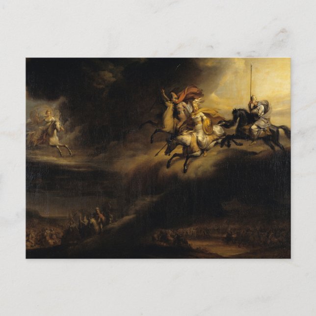 Postal Valkyries yendo a la batalla por Johan Sandberg (Anverso)