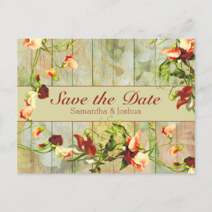 Postal Valla pintada con flores de primavera