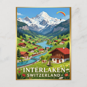 Postal Valle Alpino de los Alpes suizos de Interlaken