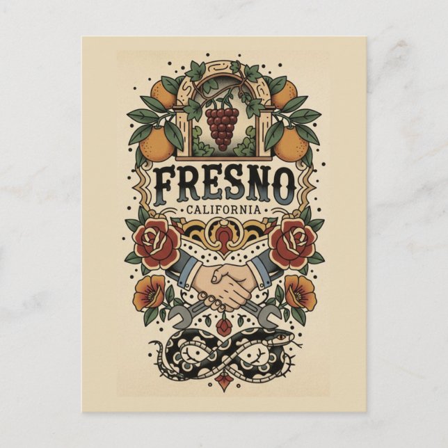 Postal Valle Central de Fresno California (Anverso)