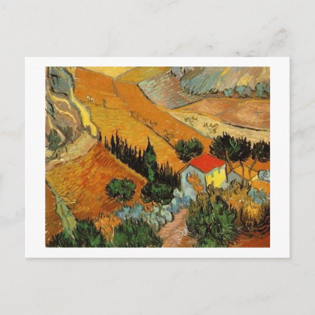Postal Valle con Plowman (F727)Bella Artes Van Gogh (Anverso)