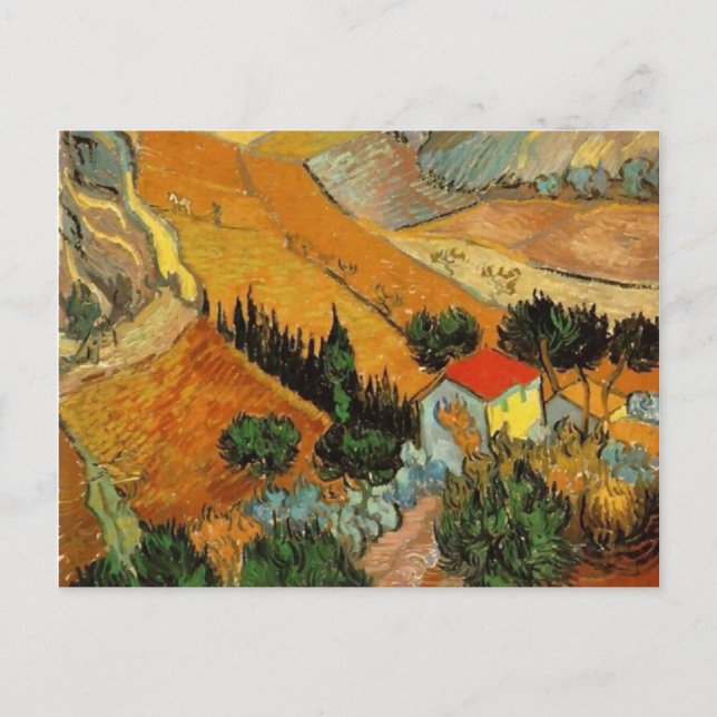 Postal Valle con Plowman (F727)Bella Artes Van Gogh (Anverso)
