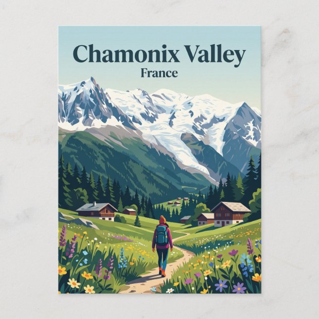 Postal Valle de Chamonix Francia (Anverso)