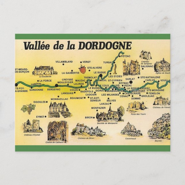 Postal Valle de Dordoña de Francia (Anverso)