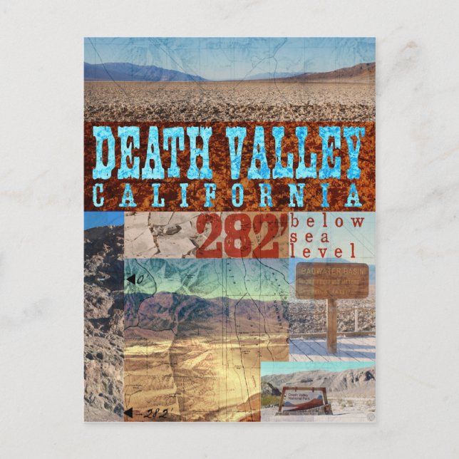 Postal Valle de la Muerte, CA: 282' Por Debajo Del Nivel  (Anverso)