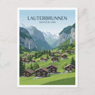 Postal Valle de Lauterbrunnen Suiza Regalo de viaje