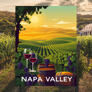 Postal Valle de Napa, California Viajes de Vino Vintage