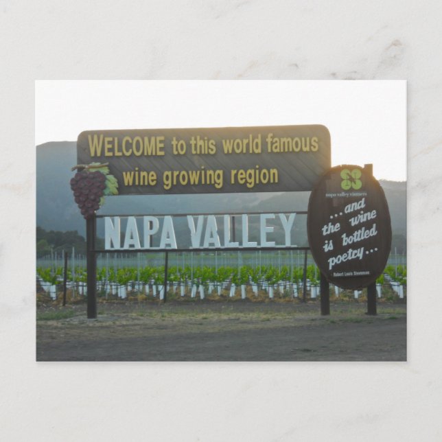 Postal Valle de Napa, País Vino de California (Anverso)