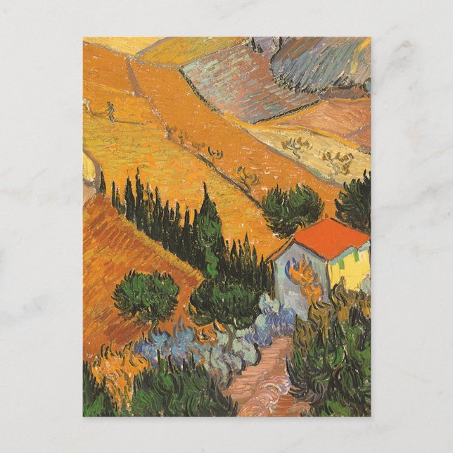 Postal Valle de Plowman por Vincent van Gogh (Anverso)
