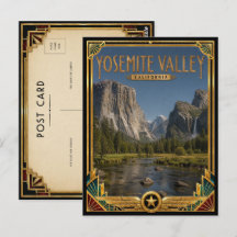 Valle de Yosemite California Arte Deco Dorado Vint