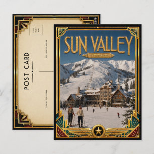 Postal Valle del Sol Idaho Arte Deco Vintage Edad de Oro
