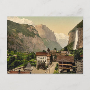 Postal Valle Lauterbrunnen con Staubbach y Hotel Stei