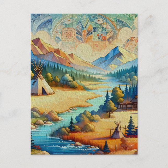 Postal Valle Sagrado - Paisaje tribal nativo americano (Anverso)