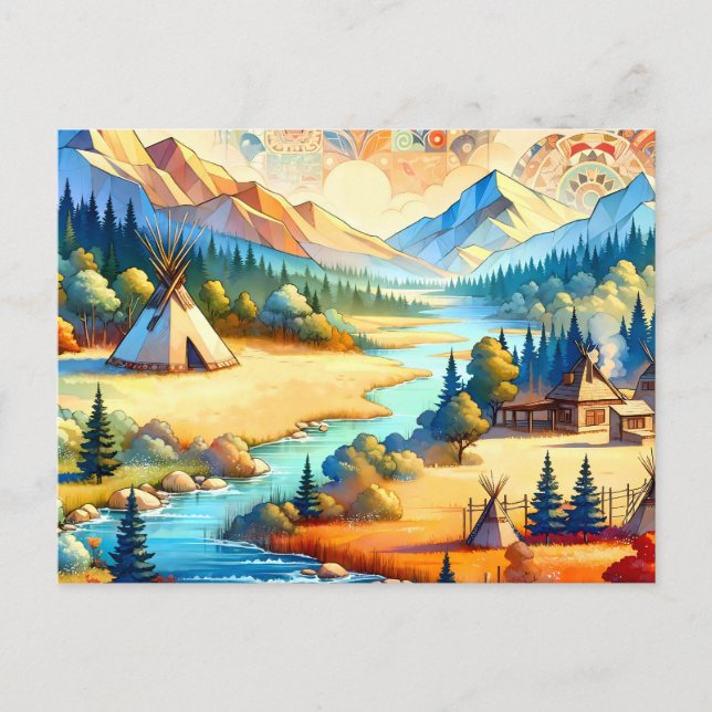 Postal Valle Sagrado - Paisaje tribal nativo americano (Anverso)