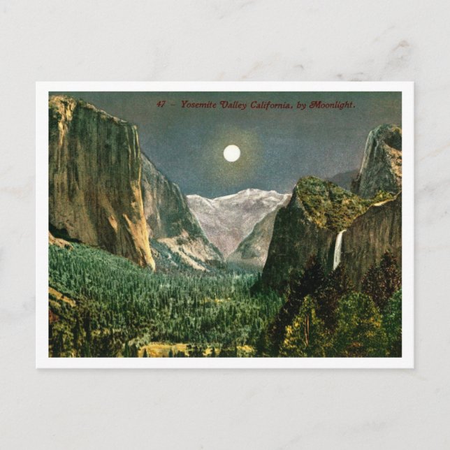 Postal Valle Yosemite de Moonlight en los años 1910 (Anverso)