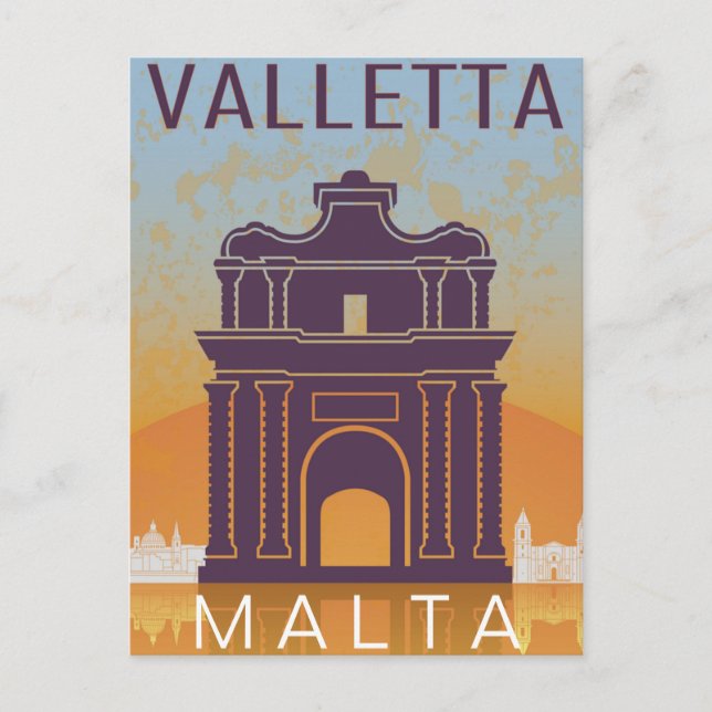 Postal Valletta Malta Viajes Vintage isla mediterráneo (Anverso)