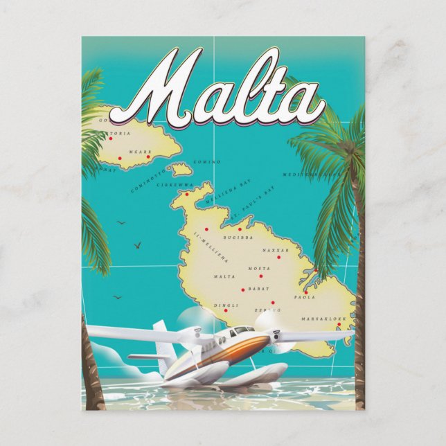 Postal Valletta Malta Viajes Vintage isla mediterráneo (Anverso)