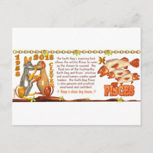 Postal ValxArt Zodiac Earth Dog Pisces, nacido en 1958 20