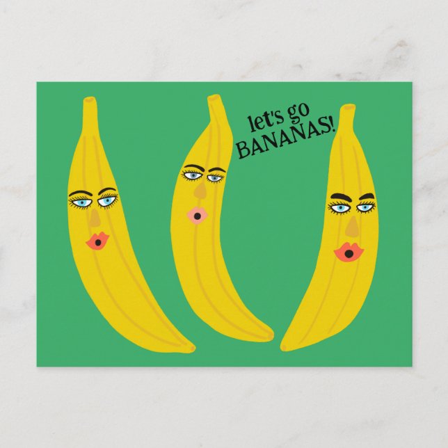 Postal VAMOS A BANANAS Divertido Personalizado caprichoso (Anverso)