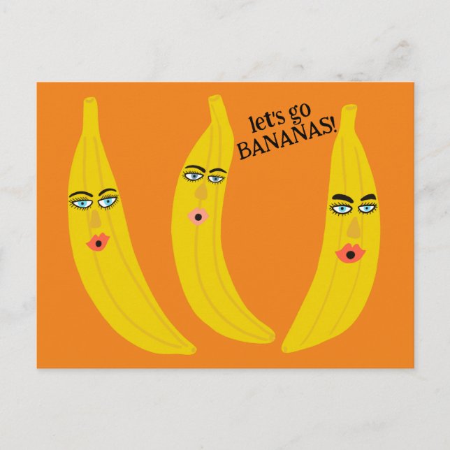 Postal VAMOS A BANANAS Divertido Personalizado caprichoso (Anverso)
