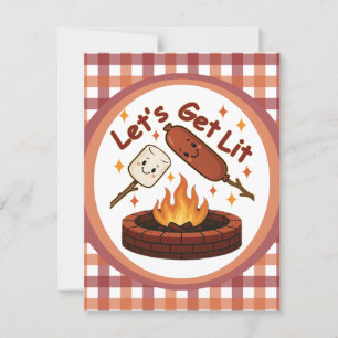 Postal Vamos a conseguir Firepit - malvavisco y perro cal