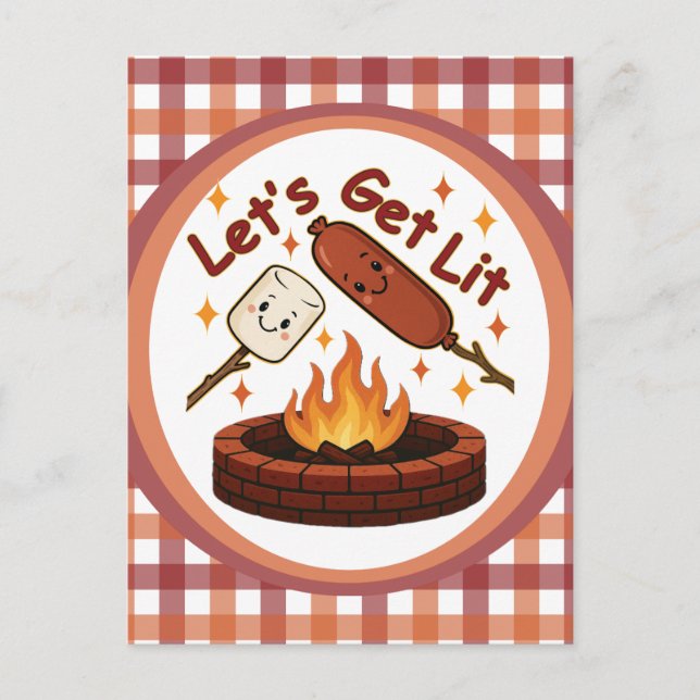 Postal Vamos a conseguir Firepit - malvavisco y perro cal (Anverso)
