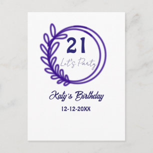 Postal VAMOS A FESTEJAR cumpleaños 21 nombre CÍRCULO FLOR