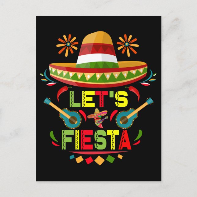 Postal Vamos a Fiesta Sombrero Feliz Cinco De Mayo Fiesta (Anverso)
