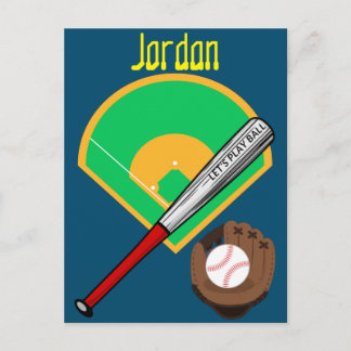 Postal "¡Vamos a Jugar Béisbol" de Béisbol