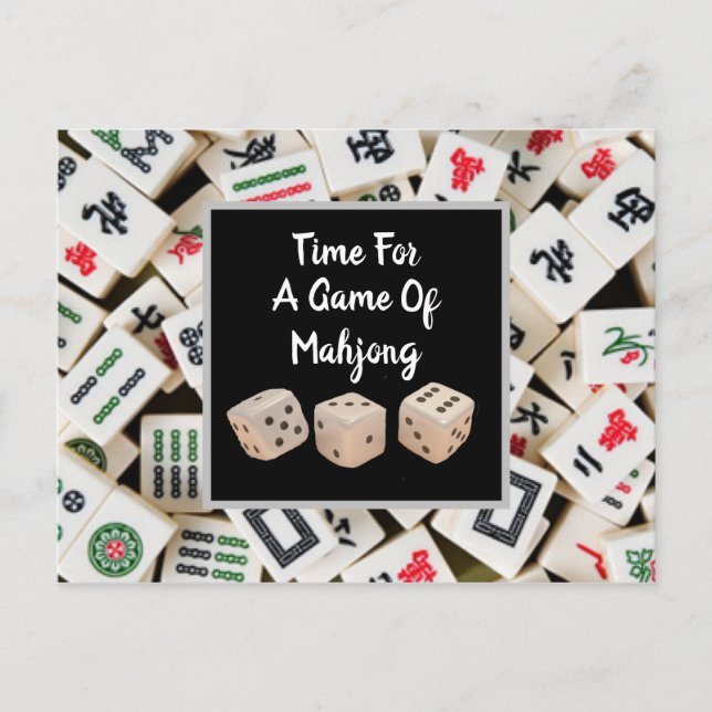 Postal Vamos a jugar Mahjong (Anverso)
