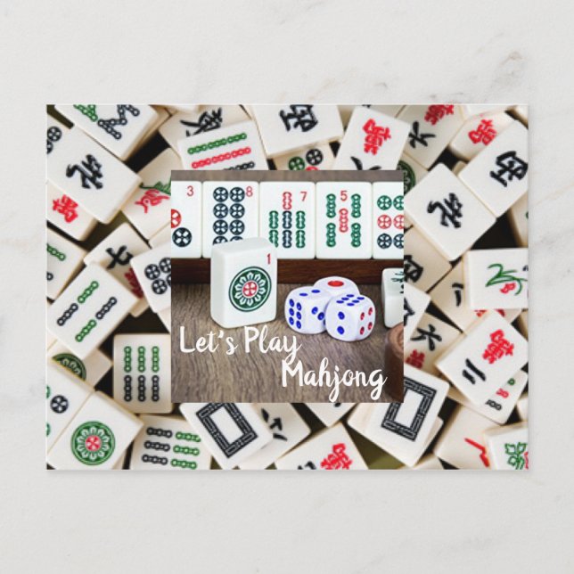 Postal Vamos a jugar Mahjong (Anverso)