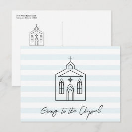 Postal Vamos a la Capilla Boda Azul Salva la Fecha