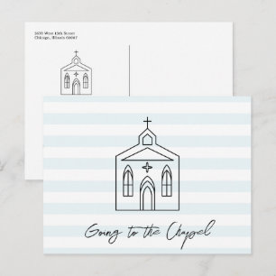 Postal Vamos a la Capilla Boda Azul Salva la Fecha