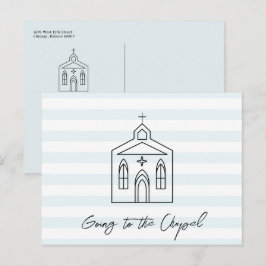 Postal Vamos a la Capilla Boda Azul Salva la Fecha