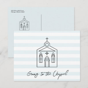 Postal Vamos a la Capilla Boda Azul Salva la Fecha