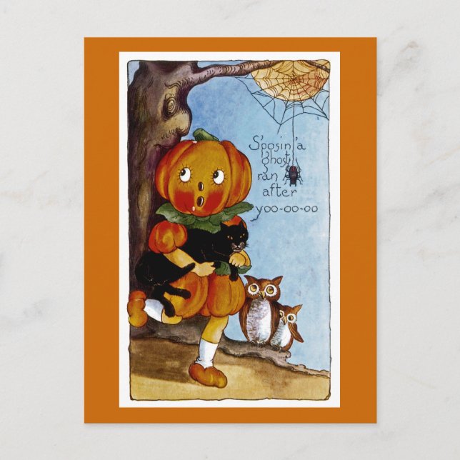 Postal ¡Vamos a poner un fantasma tras Yoo-oo! (Anverso)