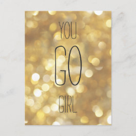 Postal ¡Vamos Chica - Cita Inspiradora con Brillo Dorado
