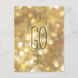 Postal ¡Vamos Chica - Cita Inspiradora con Brillo Dorado