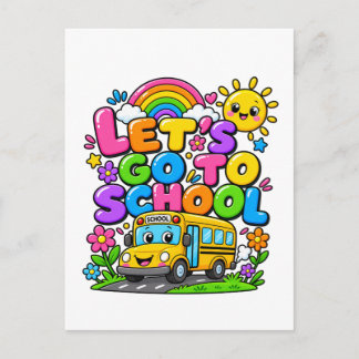 Postal Vamos Escuela Diseño Colorido de Regreso a la Escu