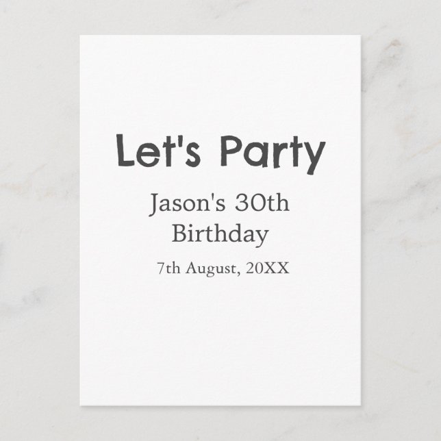 Postal Vamos fiesta feliz 30 cumpleaños nombre gris simpl (Anverso)