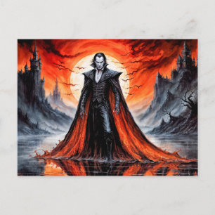 Postal Vampiro bajo la luz de la luna roja