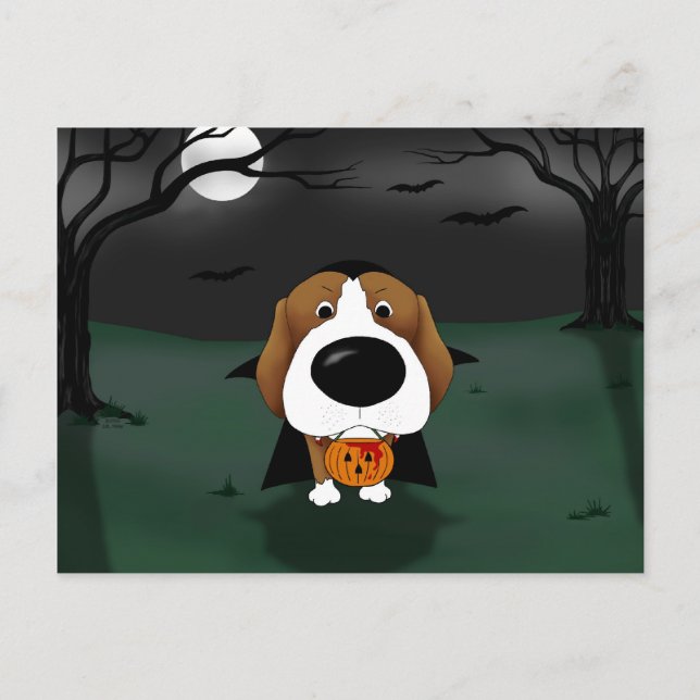 Postal Vampiro Beagle Halloween (Anverso)