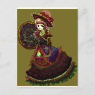 Postal Vampiro de anime gótico victoriano de vómito medie
