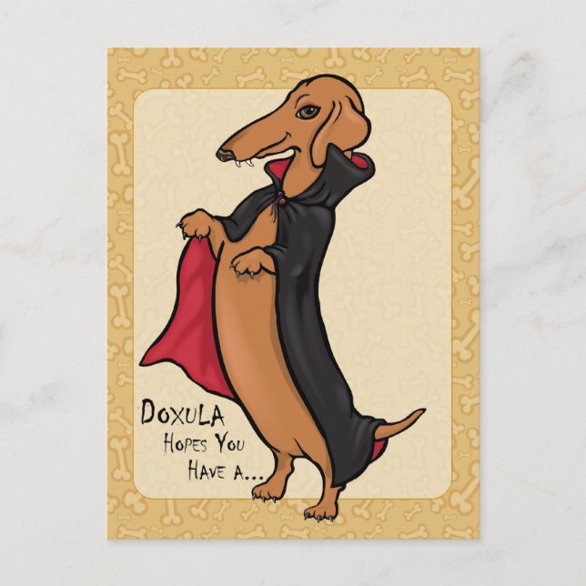 Postal Vampiro de Dachshund Halloween (Anverso)