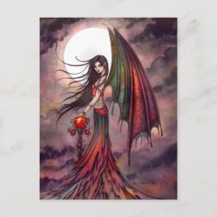 Postal Vampiro de Otoño Místico Halloween Hada Arte Fanta