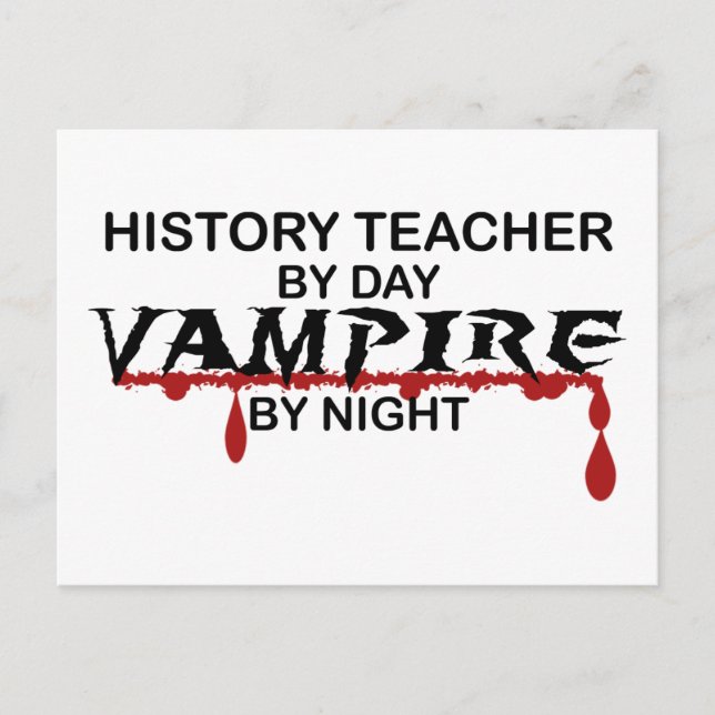 Postal Vampiro de profesor de historia por noche (Anverso)