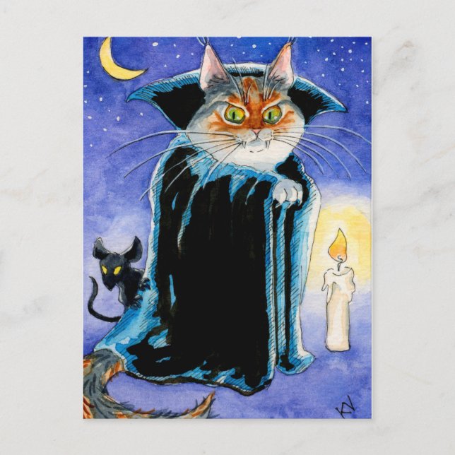 Postal Vampiro de ratón de gato lindo Nosferatu Halloween (Anverso)