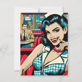 Postal Vampiro en la cena retro
